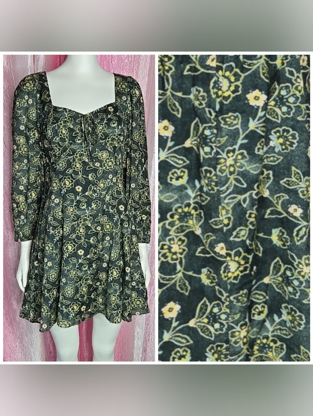 J. Crew Re-imagined Sweetheart Green Vintage Vines Cotton Smocked Dress Size 8